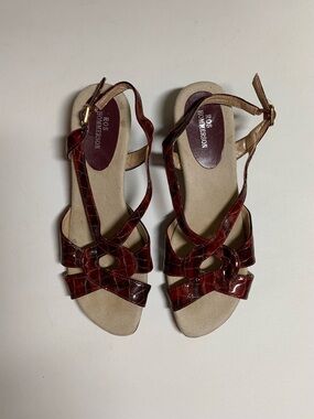 Ros Hommerson Leather Sandals Dark Red Sz 7.5